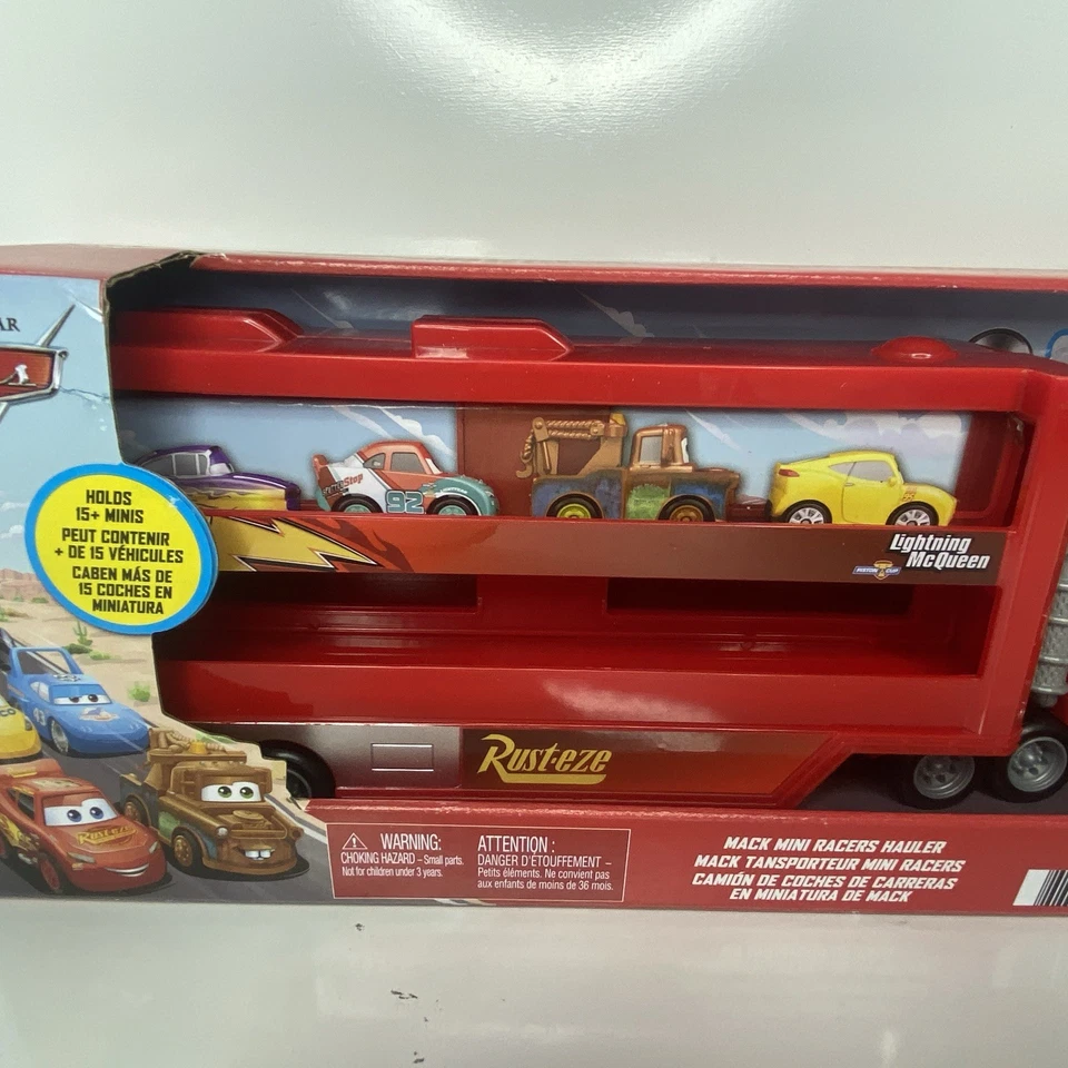 Mattel Disney Pixar Cars Mini Mack Racers Hauler & 1 Toy Car, Transporter Truck - Image 3 of 4