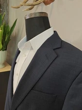 🇺🇲 Jos A Bank Traveler Men's Blue Two Button Slim Fit Sports Coat Blazer 43R