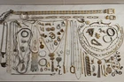 Vintage & Mod Costume Jewelry Lot SILVER/GOLD TONE Belts Rings Some Signed Mixed