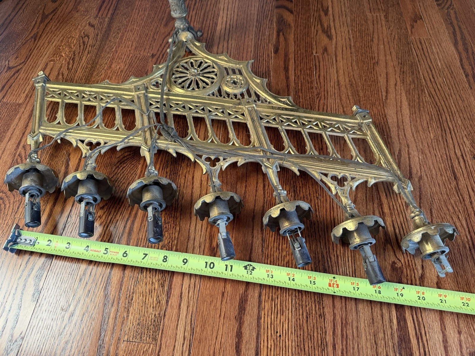 VINTAGE 7 CANDLE BRASS CHURCH ALTAR CANDELABRAS