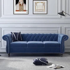 3 seat sofa, velvet living room large sofa modern chesterfield fabric 