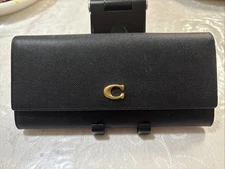 HYF Coach Grained Leather Envelope Wallet #66570 brown Interior, Black  Exterior