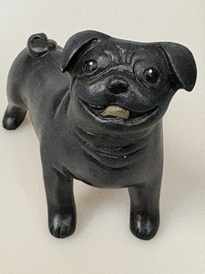 Lynda Pleet Black Pug Life-Like Resin Figurine (Signed by Artist) 3.75x3.75”