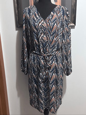 Liverpool Los Angeles Chevron Belted Dress Size L Navy Rust White