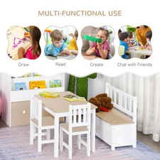 Kids Desk and Chair Set Natural and White