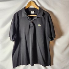  VTG Lacoste Classic Black Polo Shirt Men's Size 7 L Made in Peru 100 Cotton