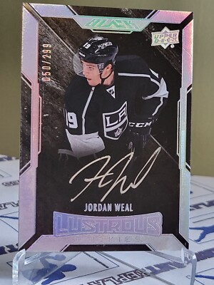 2015-16 UD BLACK ILLUSTROUS ROOKIE JORDAN WEAL #56 LA KINGS AUTO 050/299 EX+