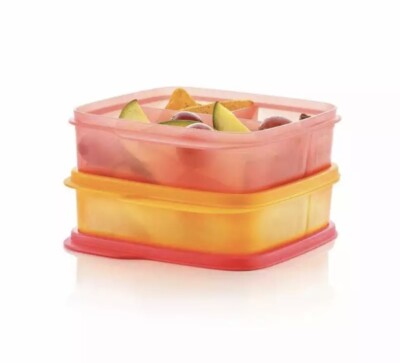 NEW Tupperware ECO Lunch It Divided Container Set of 2 Yellow Red FREE SHIPPING