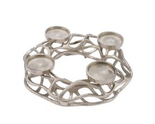 Design Alu Advents Kranz - 28 cm - Stumpen Kerzen Ständer Weihnachten Tisch Deko