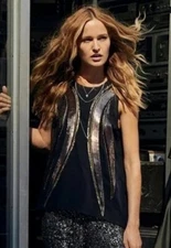 BNWT Sass & Bide "Power of One" Embellished Tee Tank Top sz XS