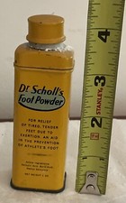 Vtg Dr Scholls Foot Powder Advertising Tin Shaker 4” PartiallyFull USA Made 1948