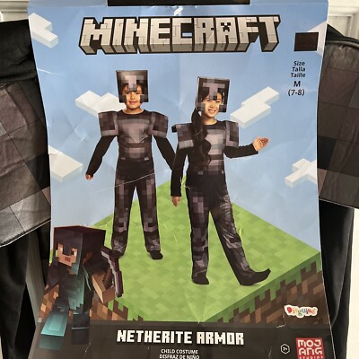 Minecraft Netherite Armor Costume NEW Child Medium 7-8 Jumpsuit