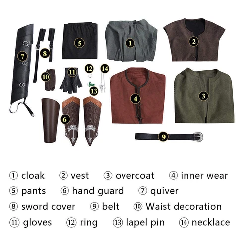 Nuovo LOTR Aragorn Costume Cosplay Outfit Il Signore degli Anelli Le Due Torri - Foto 3 di 20