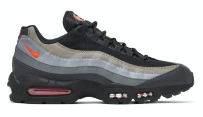 Nike Air Max 95 Black Running Sneakers Red Swoosh Trainers Retro Shoes Size 6UK