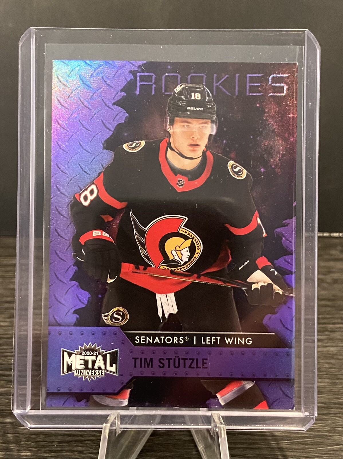 2020-21 UD SKYBOX METAL UNIVERSE TIM STUTZLE ROOKIE PURPLE SPECTRUM #rd 105/199