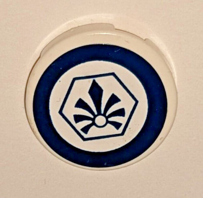 LEGO White 2x2 Round Tile Dark Blue Circle Hexagon Chima Logo Sticker 4150pb127