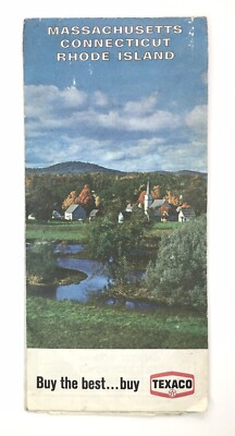 Texaco Gasoline Road Map Massachusetts Connecticut Rhode Island 1968