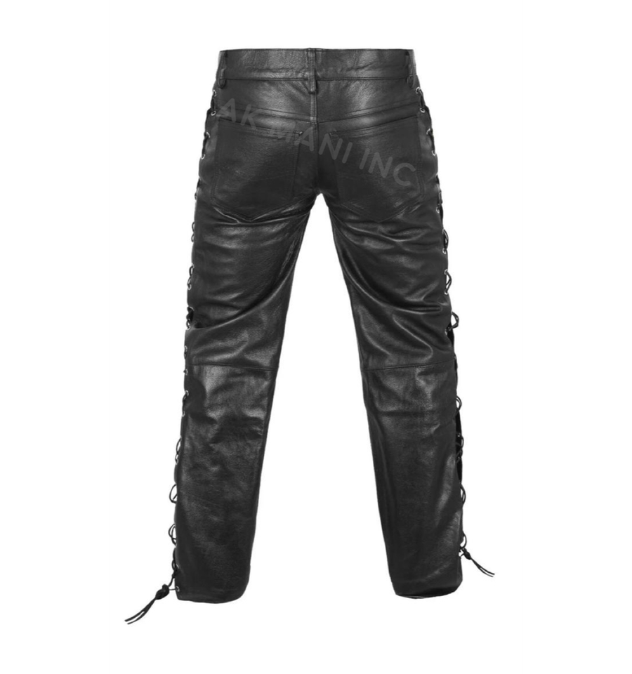 Men's Genuine Leather Pants 5 Pockets Black Leather Pant 28" 48" eBay