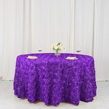Purple RIBBON ROSES 120" ROUND TABLECLOTH Fancy Wedding Party Catering Linens
