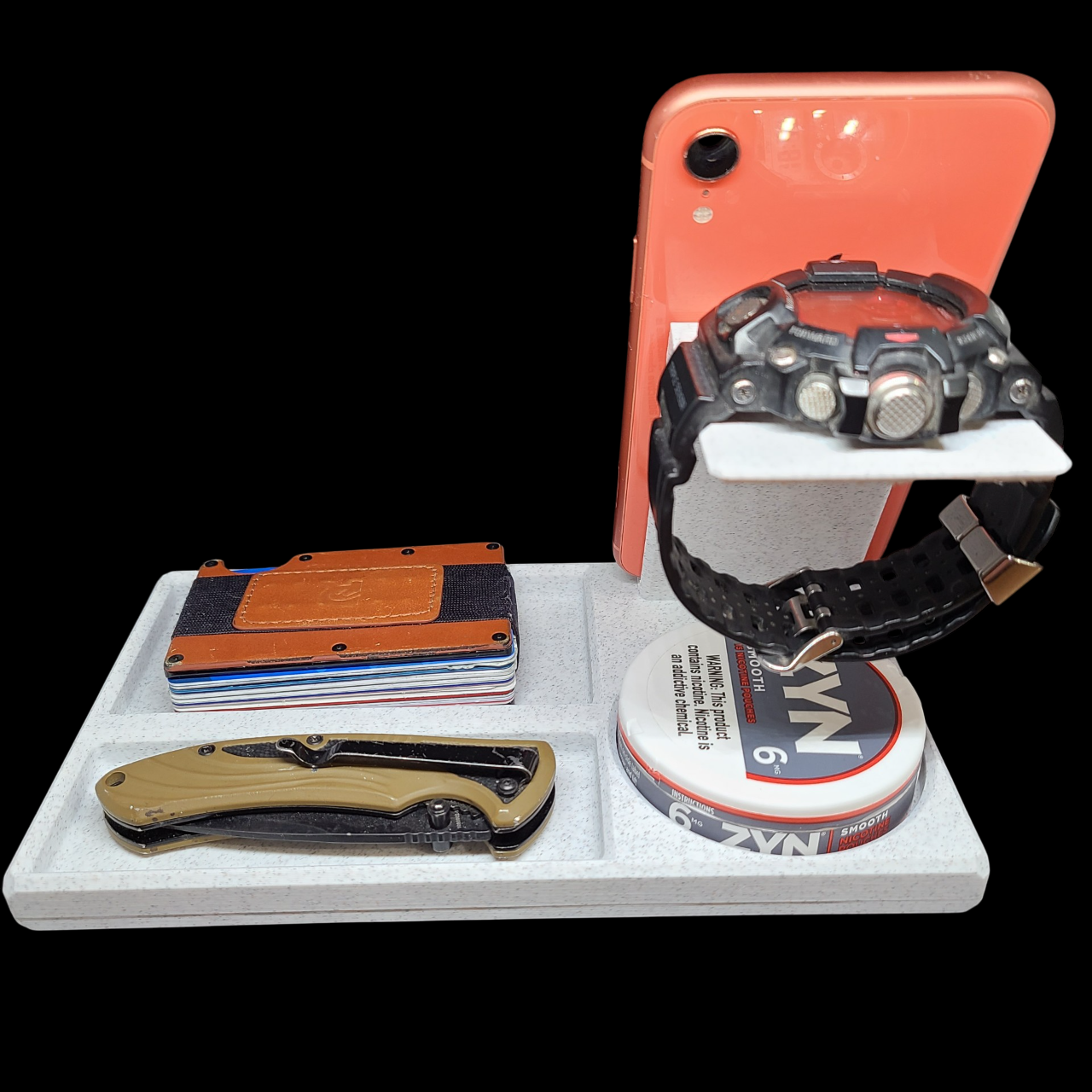 Phone Stand Caddy Tray 3 Compartment Change Keys Wallet ****STAND ONLY****