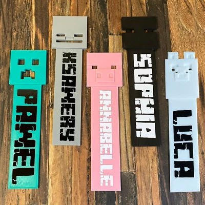 SPARROW SALE Bookmark Personalised Creeper Skeleton Enderman Pig Llama Minecraft Inspired