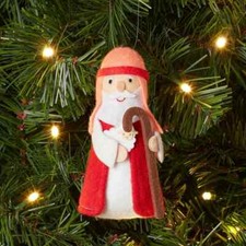 Fabric Shepherd Christmas Tree Ornament Red/Pink