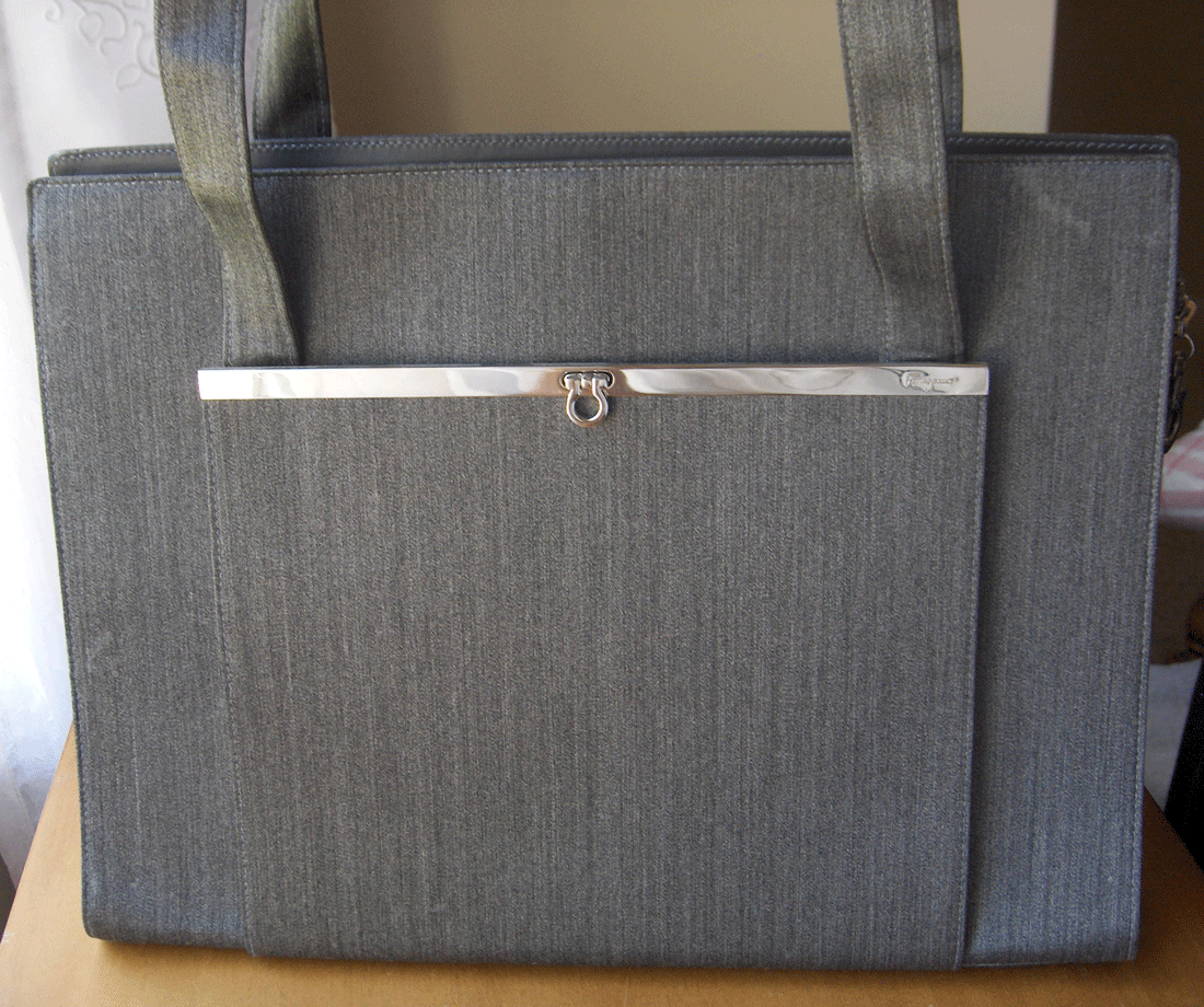 Ferragamo vintage large tote shoulder bag~fabric~logo