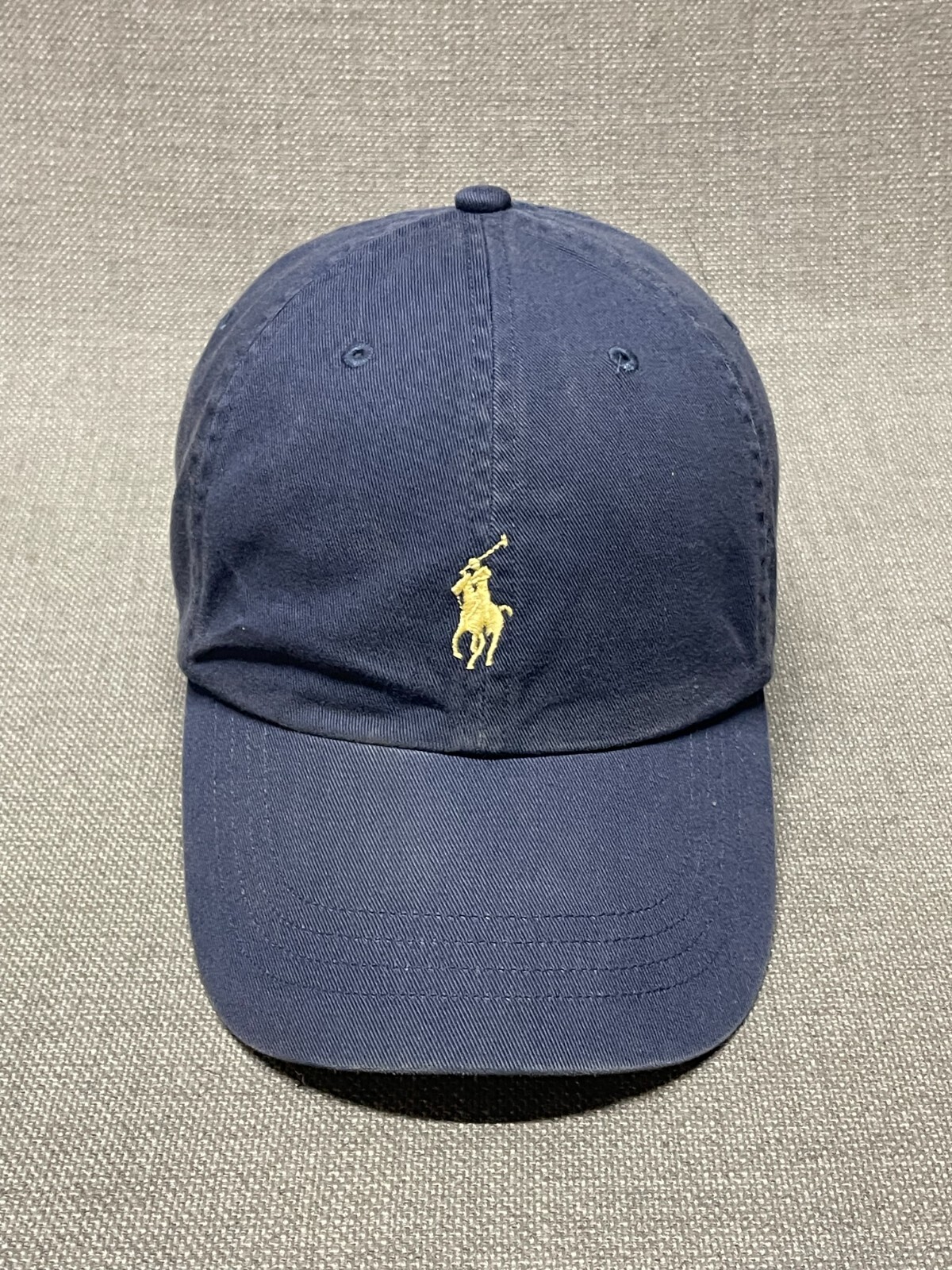 Cappello polo Ralph Lauren da uomo cinturino blu posteriore oro pony logo casual golf