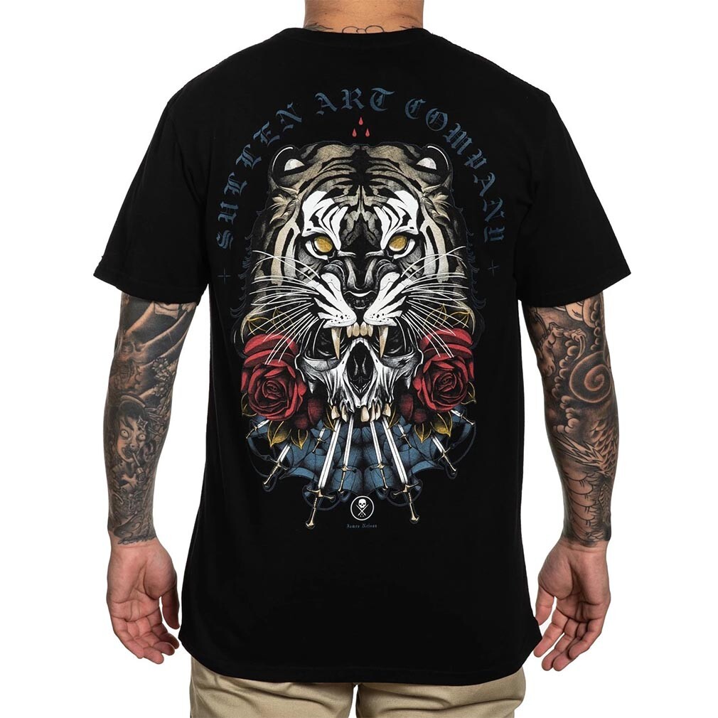ALTRA T shirt abbigliamento collettivo Sullen Art pugnali e tigri tatuaggio teschio tigre