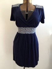 Navy blue tie RAN TEES dress juniors LARGE L - mod cut casual work cocktail