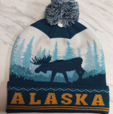 New Alaska Hat Polar Wear Alaska beanie style Knit hat with Pom Pom Moose