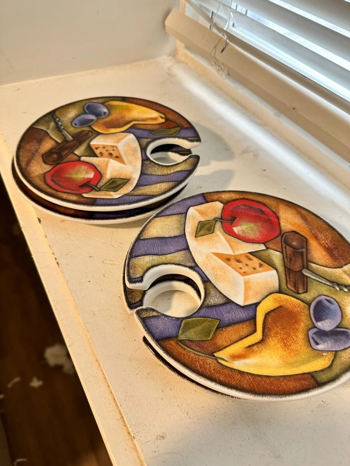 Set of 4 Appetizer Plates with Stemmed Wine Glass Holder built-in - Image 3 of 4