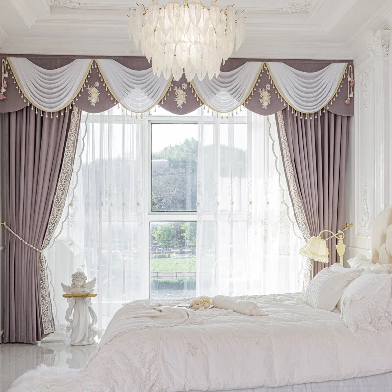 purple princess wedding room velvet cloth blackout curtain valance drape C1446 - Image 3 of 4