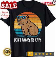 Dont Worry Be Capy Capybara Retro Men Boys Kids Youth Women Casua T-Shirt