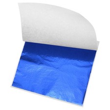 100pcs Foil Sheet Blue Leaf Papers 3.3 x 3.1inch for Art Decoration
