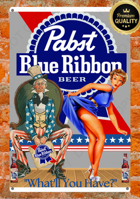 PBR  Beer Metal Sign   Vintage Style Metal Poster Bar Pub Garage Decor Read Des