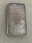 Vintage Credit Suisse 1 Troy Oz .999 Fine Silver Bar- Serial #008770- Toning!