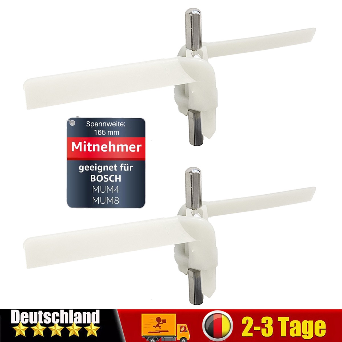 2X Durchlaufschnitzlerflügel Mitnehmer geeignet für Bosch 091027 Küchenmaschine