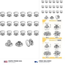 uxcell 50 Sets Leather Rivets, 8mm Double Cap Rivets, 6mm Height Tubular Meta...