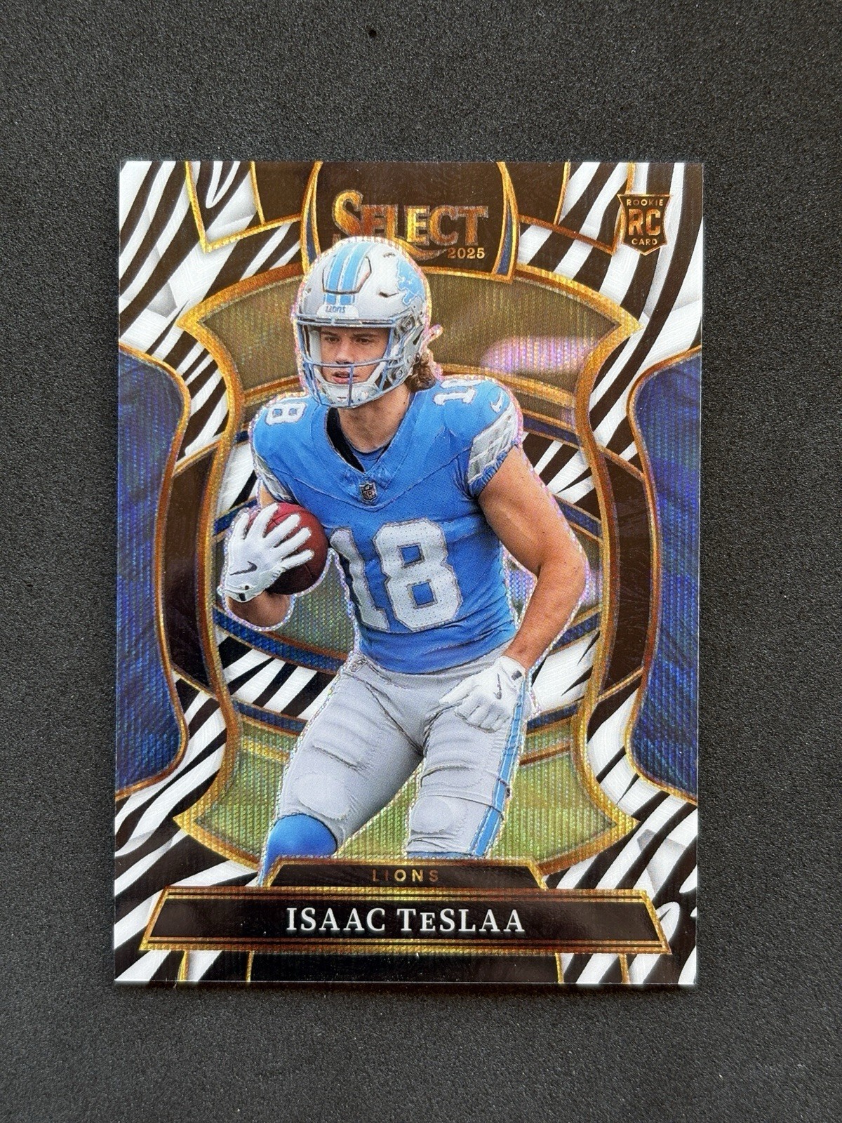 2025 Panini Select Isaac TeSlaa #70 RC Rookie Concourse Zebra Case Hit SSP Lions