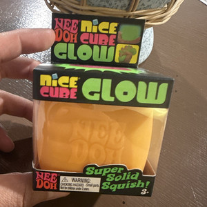 NeeDoh Nice Cube Glow Orange Super Solid Squish Squeeze Toy, Ages 3+