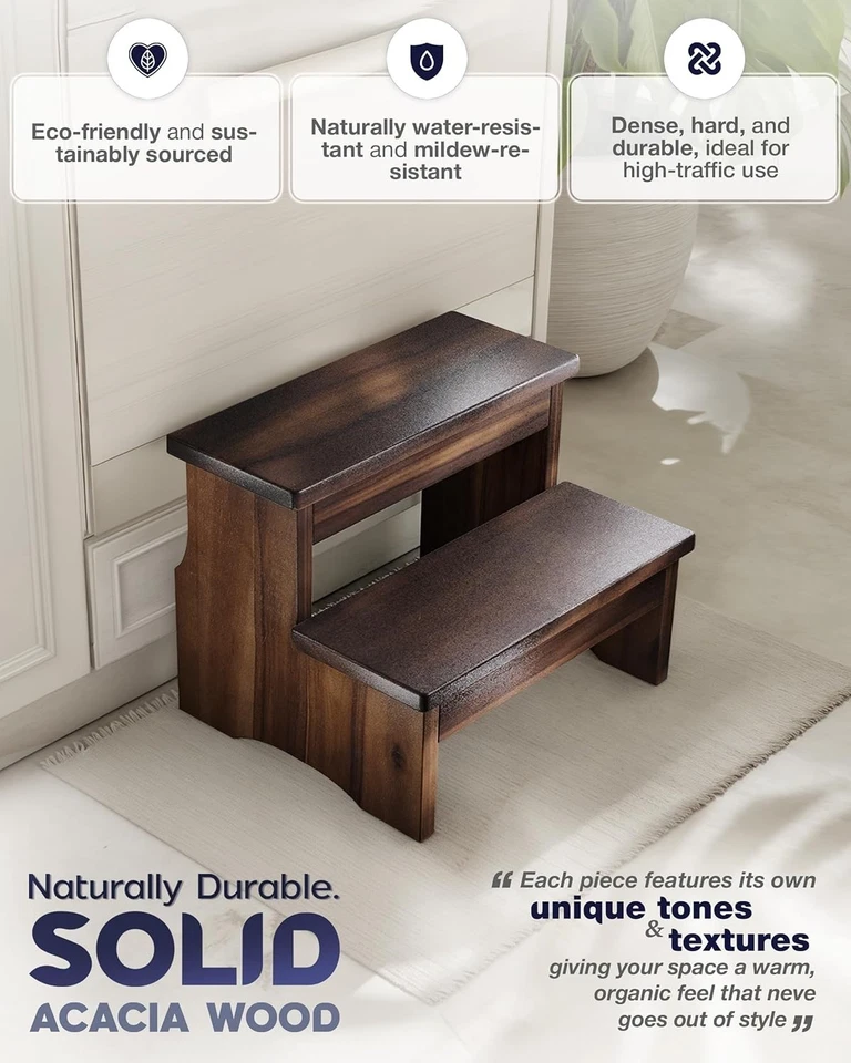 Heavy Duty Wooden Step Stool for Adults & Kids - Image 4 of 4