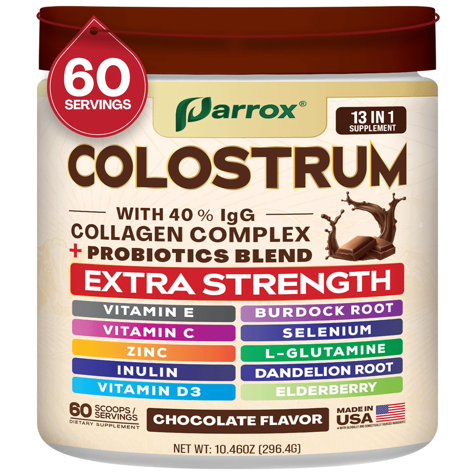 Parrox Colostrum Powder with 40% Igg, Collagen, Probiotics, Burdock ...