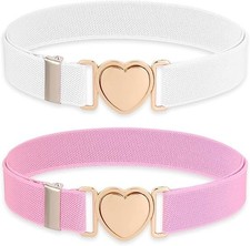 2PCS Toddler Elastic Belts Adjustable Stretch Heart Buckle Kids Waistband New US