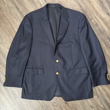 Lauren Ralph Lauren LRL 100 Wool Navy Blue Blazer with Gold Buttons - 44 Reg