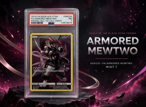 2019 POKEMON SM BLACK STAR PROMO #SM228 FULL ART/ARMORED MEWTWO PSA 7