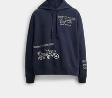 NWT COACH Men's Navy Hoodies Hat Coat cardigan Organic Cotton