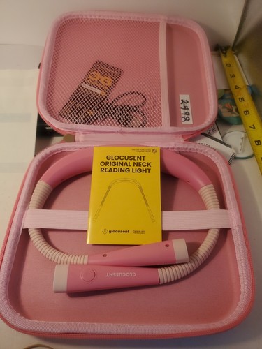 GLOCUSENT NECK READING LIGHT WITH 3 BRIGHTNESS SETTING PINK WITH CASE