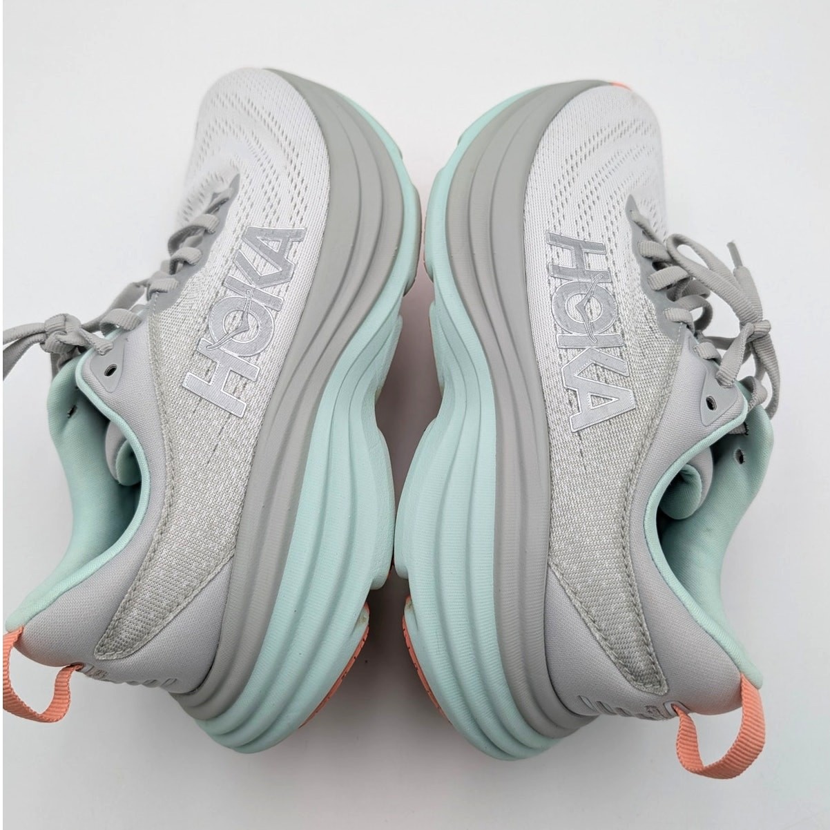 Hoka One One Bondi 8 Running Sneaker Shoes Women's Stardust/Aqua Breeze Sz US7B  thumbnail 6