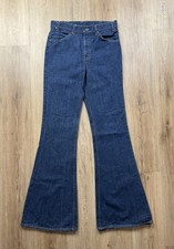 80s VINTAGE Levi s 684 Denim Bell Bottom Hippie Jeans Size 30x35 Orange Tab